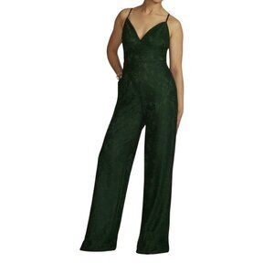DB Studio All over Lace V Neck Jumpsuit stretch cocktail Green 90s prom cocktail